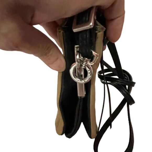 MZ Wallace Expandable Suede Leather Crossbody Tan & Black Bag - Picture 6 of 10